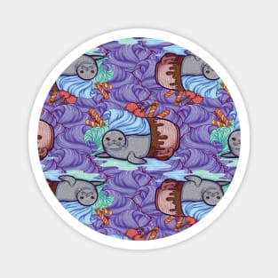 Sundae Seal Line Art Seamless Pattern Magnet